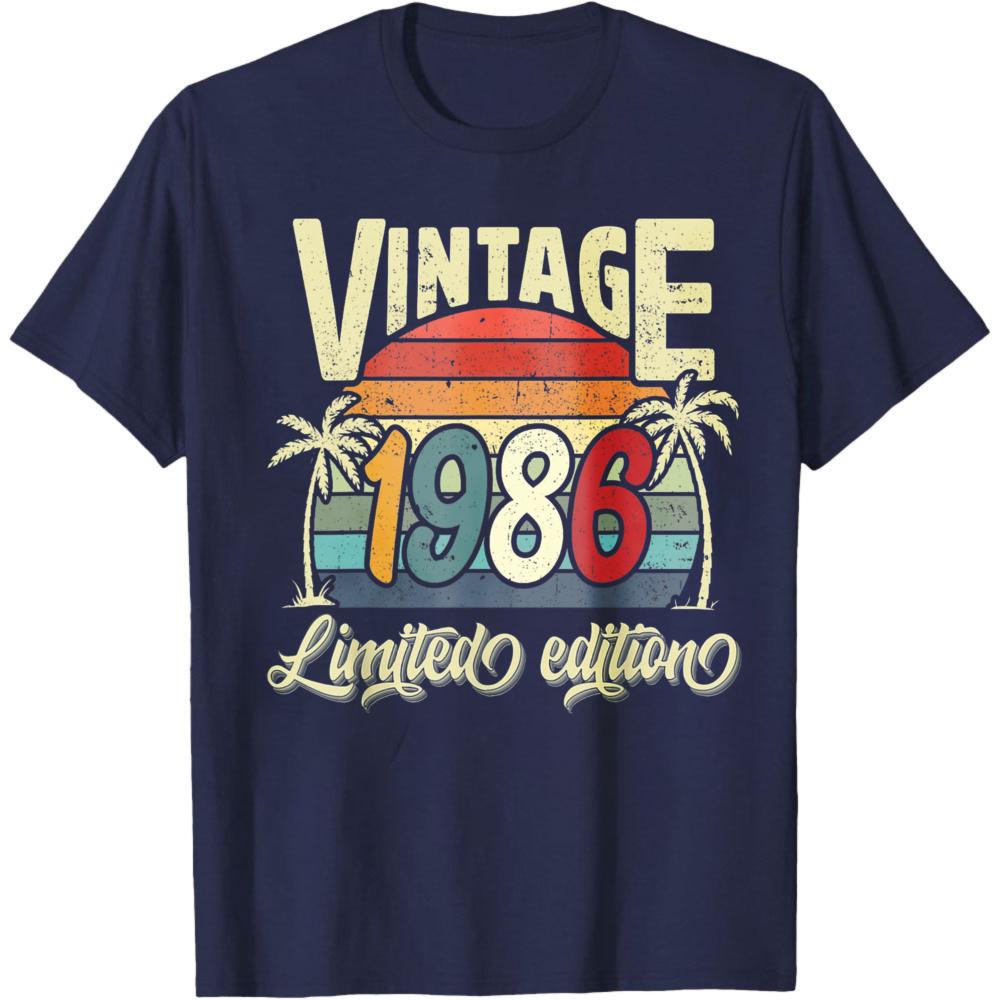 

Vintage 1986 Limited Edition Summer Unisex TShirt Retro Palm Tree Design Casual Wear For Beach Vacation Gift For Birthday Party 4XL