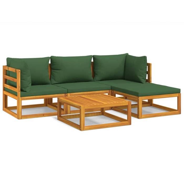 VidaXL Salon de Jardin avec Coussins 5 pcs, Canapés avec Dossier, Ensemble de Meubles avec Table Basse Patio Terrasse, 3155310