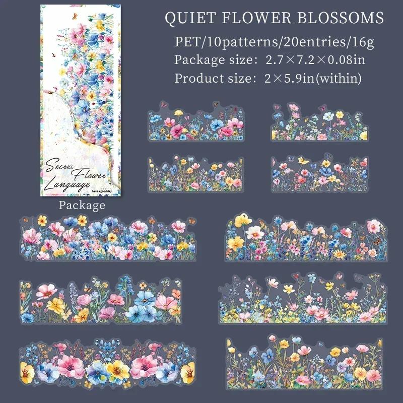20pcs Botanical Landscaping Sticker Secret Floral Collection Floral Handbook Supplies Stickers Package Scrapbook 182*69mm