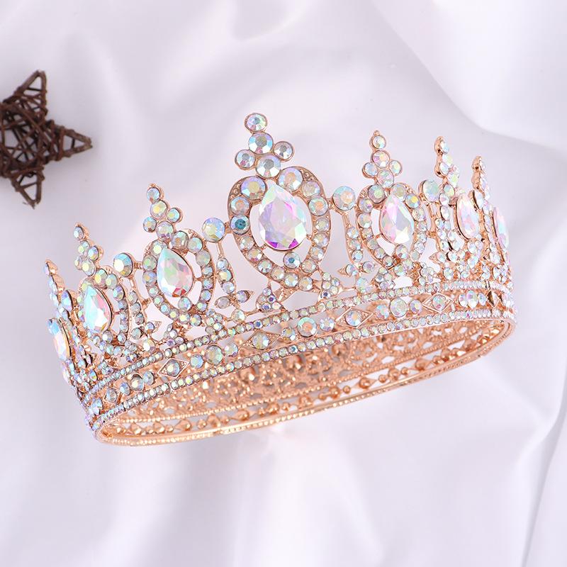 

Свадебная корона в стиле барокко в стиле ретро, ​​круглая корона в форме сердца со стразами, аксессуары для свадебного платья