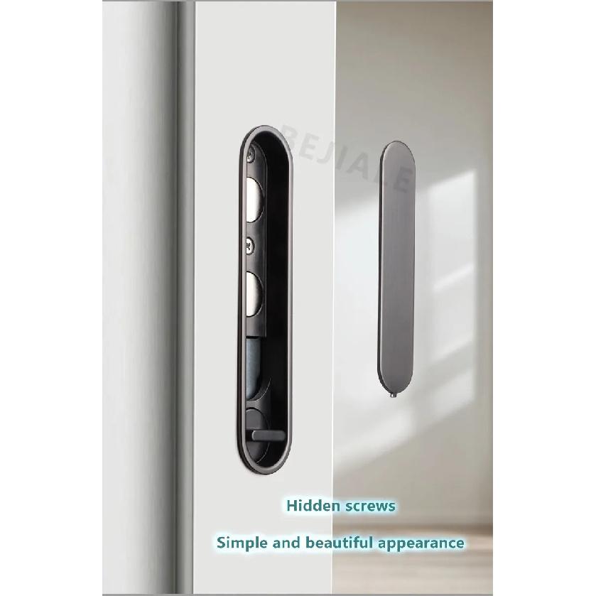 Pocket Door Wooden Sliding Door Lock Sliding Door Lock With Side Handle Balcony Kitchen Bathroom Invisible Door Hook Lock