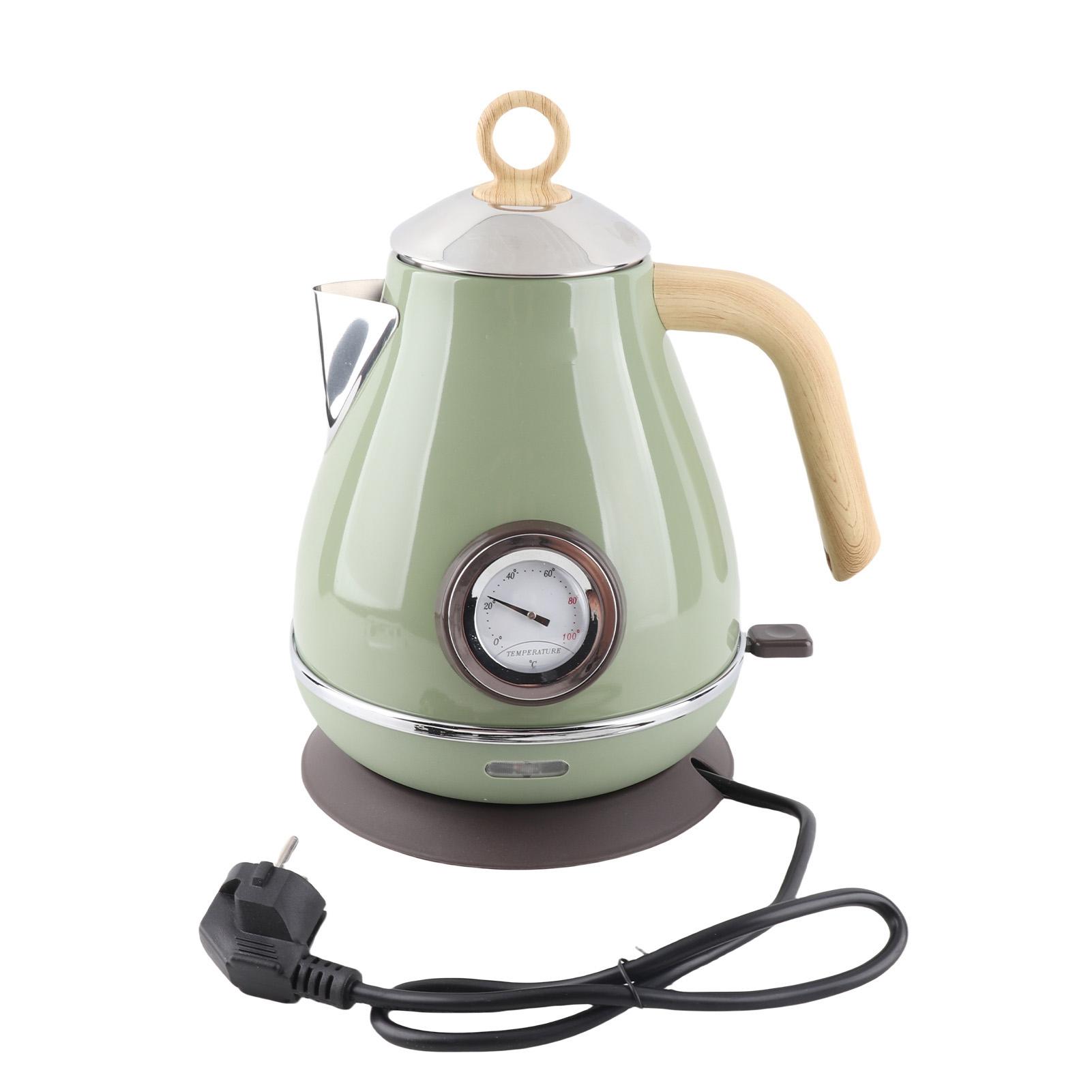 1.7L Electric Kettle Retro Wood Grain Dry Boil   Home Electric Kettle with Temperature Display
