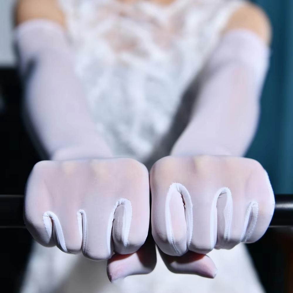 Sexy Transparent Gloves Men And Women Oil Shiny Glossy Tight Mittens Cosplay Transparent Ultra Elastic Party Club Thin Gloves