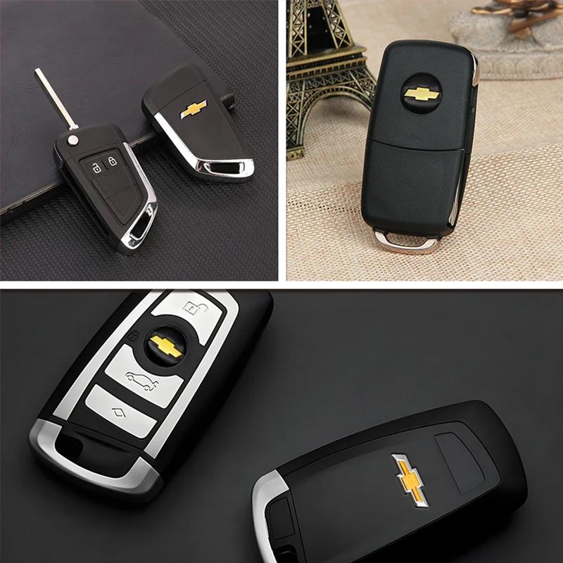DNPQR1 18mm Aluminum Car Key Badge Emblem Replacement Car Key Stickers For Chevrolet Cruz Mai Rui Bao Cobalt Impala Onix SS EUV Trax