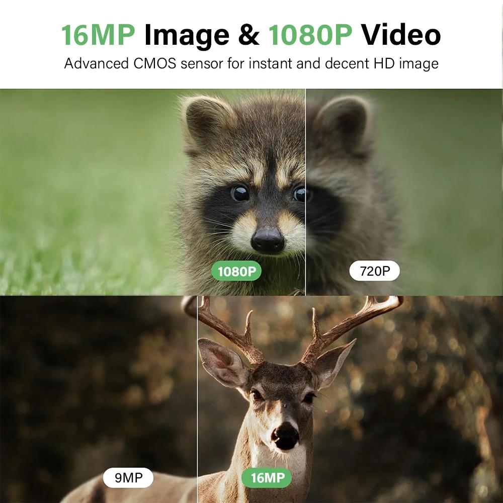 16MP Wildkamera 1080P 940nm Infrarot-Nachtsicht Bewegungssensor Auslöser Sicherheitskamera für Außen Wildtiere