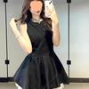 Elegant Gold-Embroidered Little Black Dress - Women's Summer Sleeveless Slim Fit Party Dress