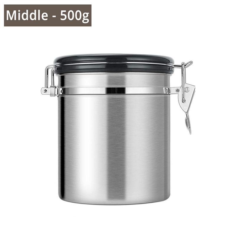 Leeseph Luftdichter Kaffeebehälter - Edelstahl CO2-Ventil Vorratsbehälter mit Schaufel - Hält Ihren Kaffee frisch und geschmackvoll