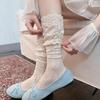 1 Pair Women's Fashion Thin Material Fishnet Socks Hollow Edge Lace Design Lace Trim Socks Comfortable Lolita Sock Spring Season