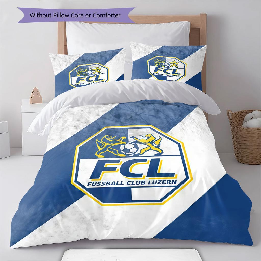 Set Copripiumino Trapuntato con Logo FC Luzern Federa Decorazione per la Casa Regalo di Compleanno (1 * copripiumino + 2 * federa, senza nucleo)