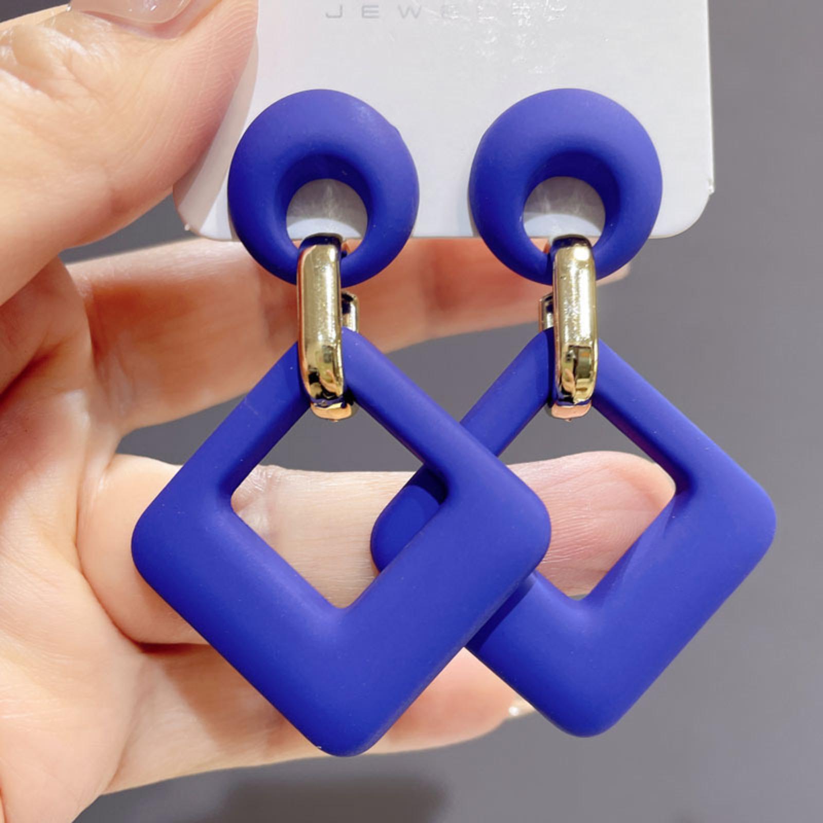 

Color Statement Earrings For Women Non-Fading Stud Earrings Color Fashion Earrings One Size синій