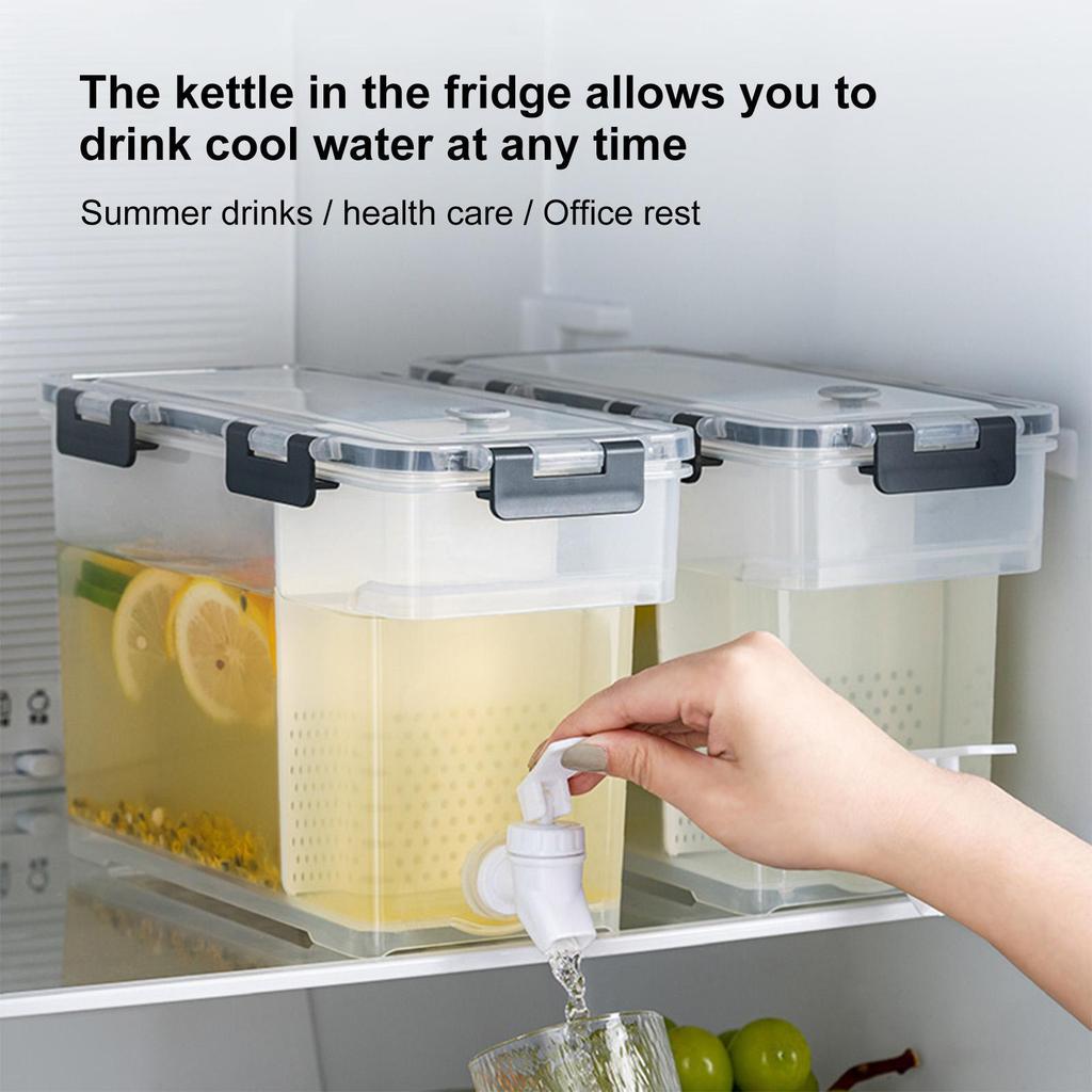 3.5L Refrigerator Cold Kettle with Spigot Filter Drink Container Drink Dispenser For Famaily Party Daily Use