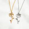 Stainless Steel Necklace Fashion Month Birth Flower Necklace for Women Fashion Rose Daisy Pendant Necklace Jewelry Gift
