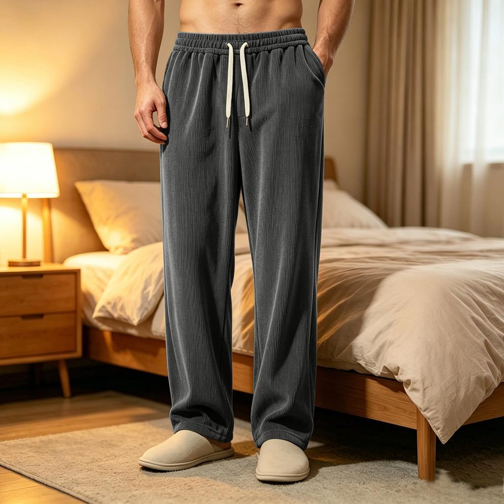 Pantaloni in Velluto a Coste Colorati da Uomo con Tasche - Comodi Pantaloni Casual da Notte per la Casa