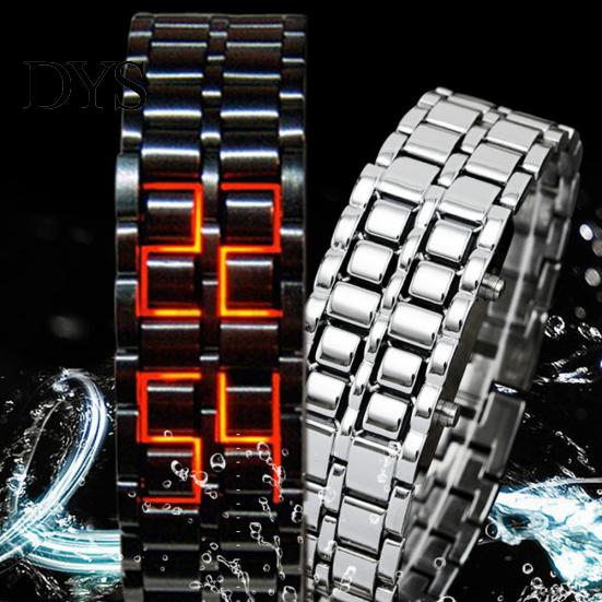 Fashion LED Digital Alloy Men Women Wrist Watch Bracelet Chain Valentines Gift