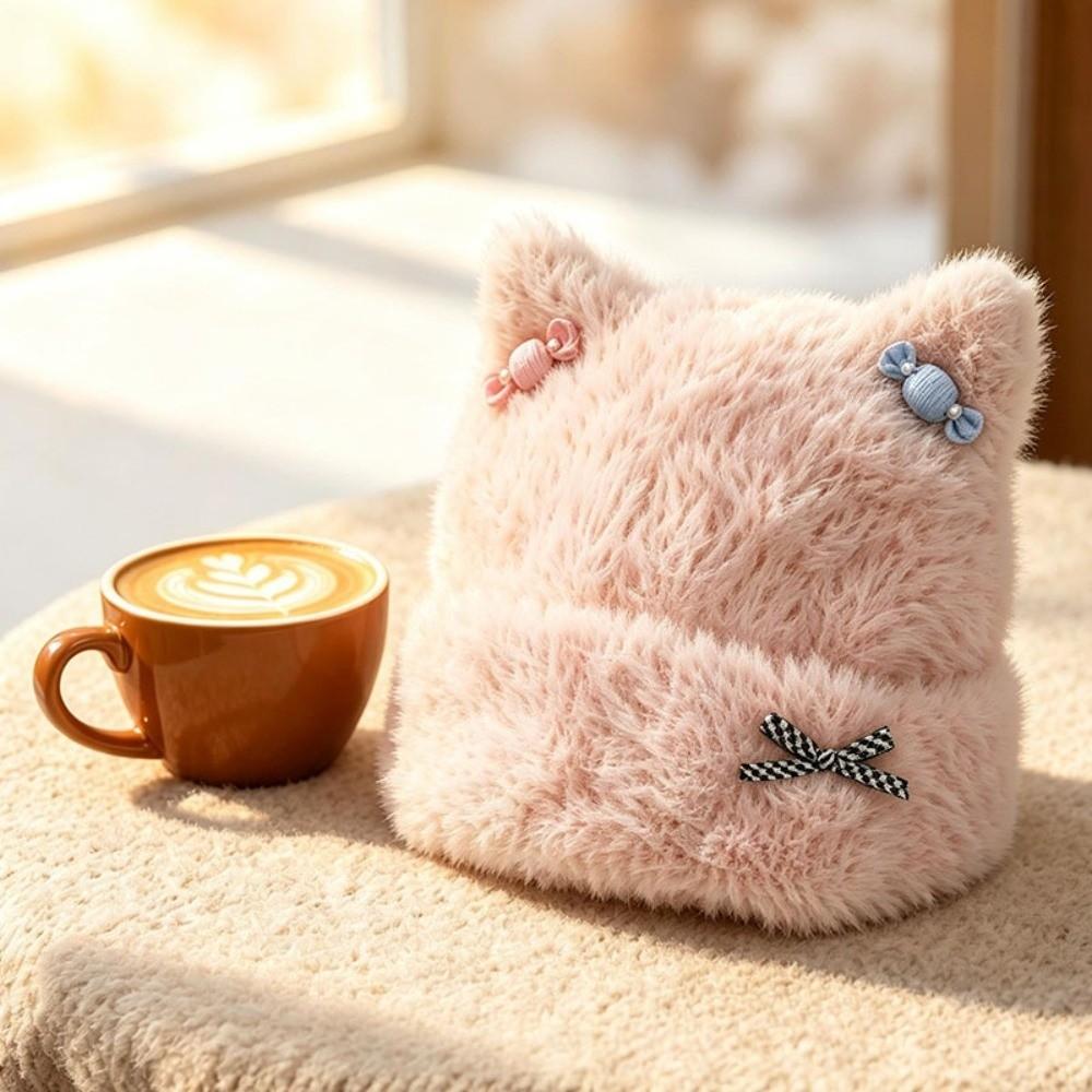 Soft Fuzzy Texture Plush Beanie Hat Warm And Cozy Fuzzy Winter Hat Women's Beanie Cap