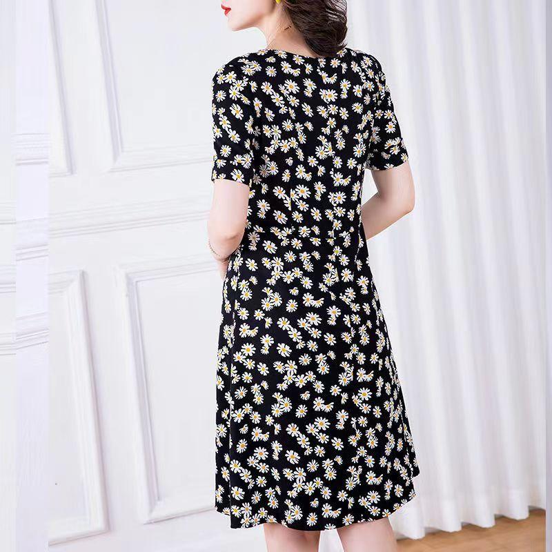 Women's Short Sleeve Women's Cotton Silk Nightgown Printed Summer Nightdress Home Clothes