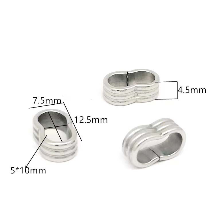 Stainless Steel Closed Figure-eight Buckle Double Hole Locating Bead Braided Leather Rope Assembly Handmade Jewelry Findings