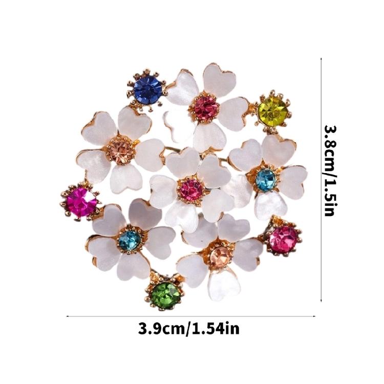 Rhinestones Embellishment Flower Shaped Brooch Unique Floral Shaped Lapel Pin Stylish Women Accessory for Coat Dress