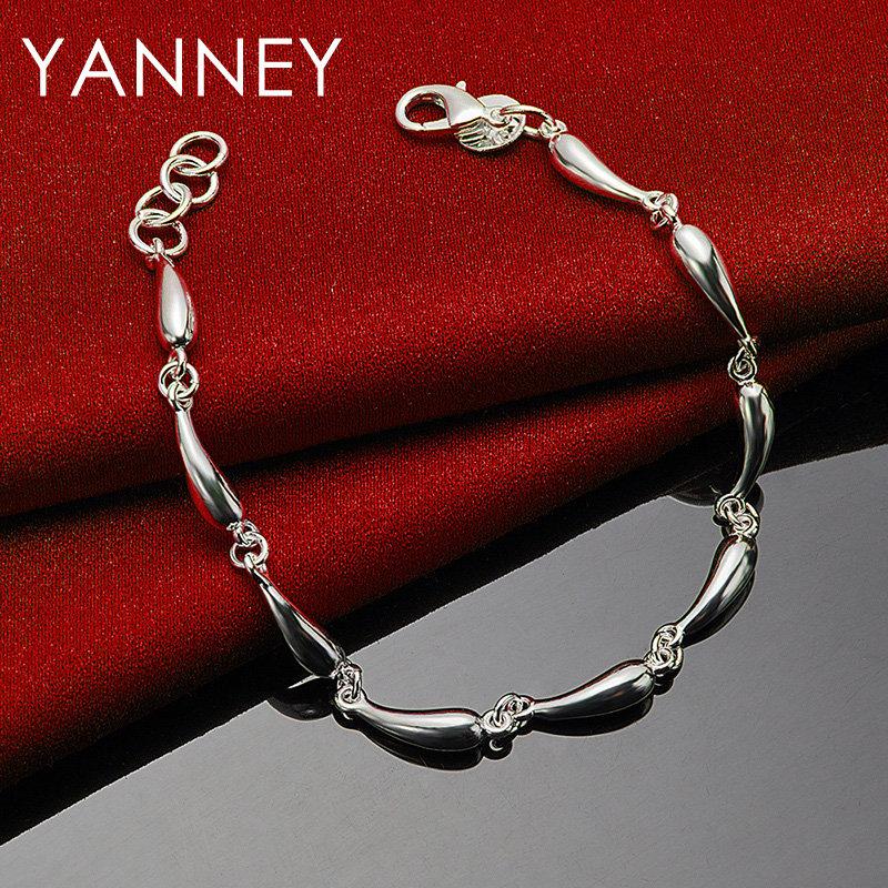 925 Sterling Silver 8-inch Exquisite Teardrop Bracelet for Women, Fashionable Wedding Accessories, Party Jewelry