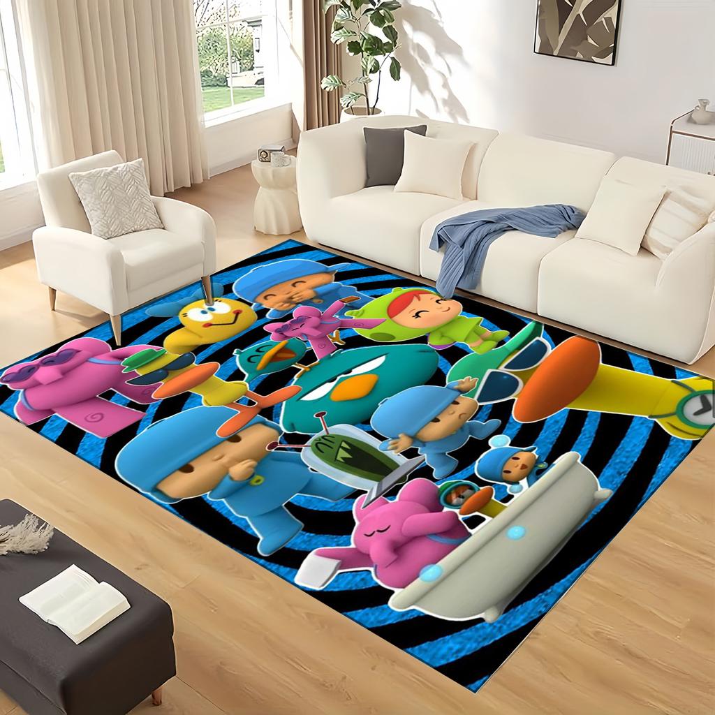 3D Fun P-Pocoyo Elly Pato Cartoon Carpet Rug for Home Living Room Bedroom Sofa Doormat Decor,kids Play Non-slip Floor Mat Gift