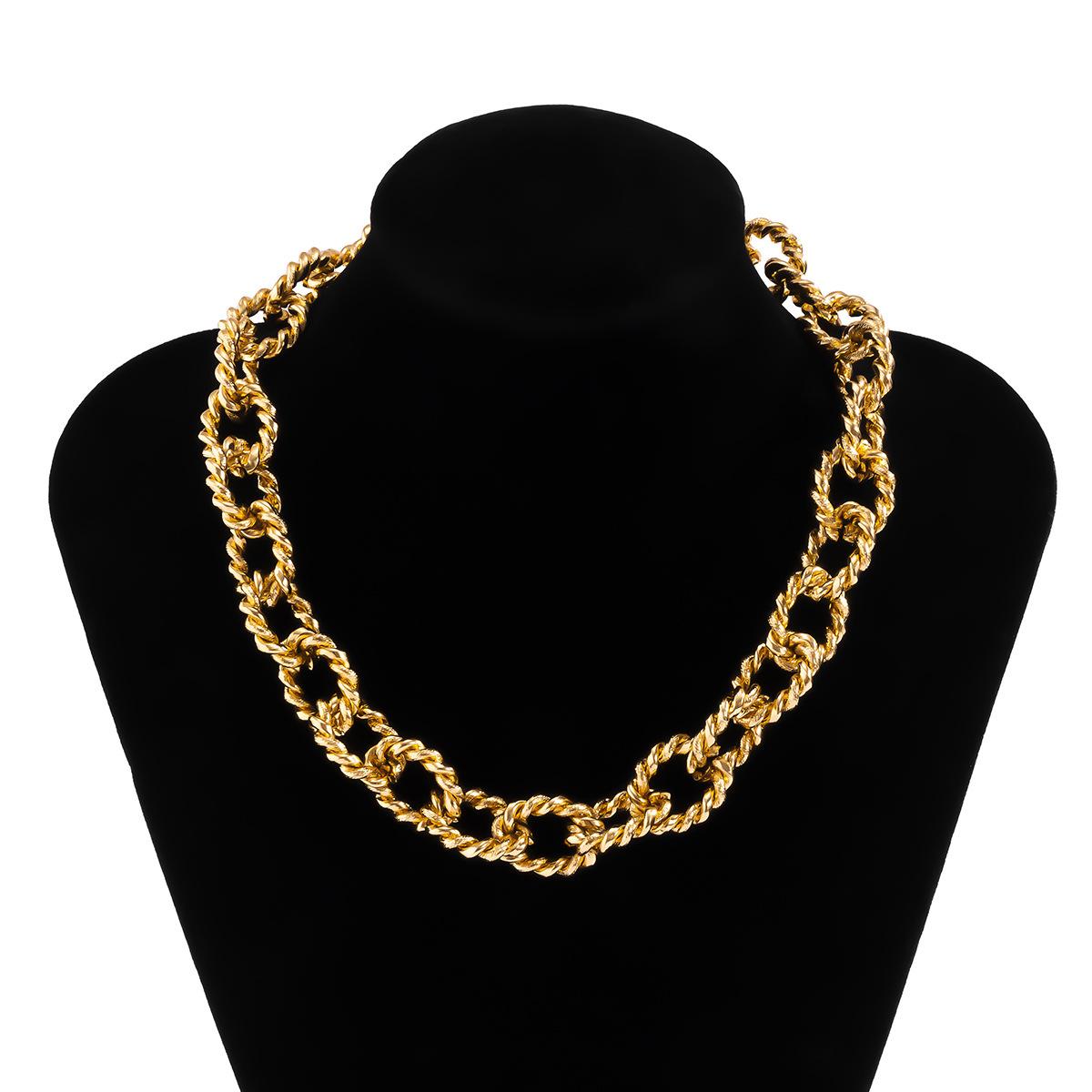 Simple Gold Color Metal Thread Chain Necklace Men s Retro Personality Creative Short Clavicle Necklaces Girls Fashion Jewelry 30cm