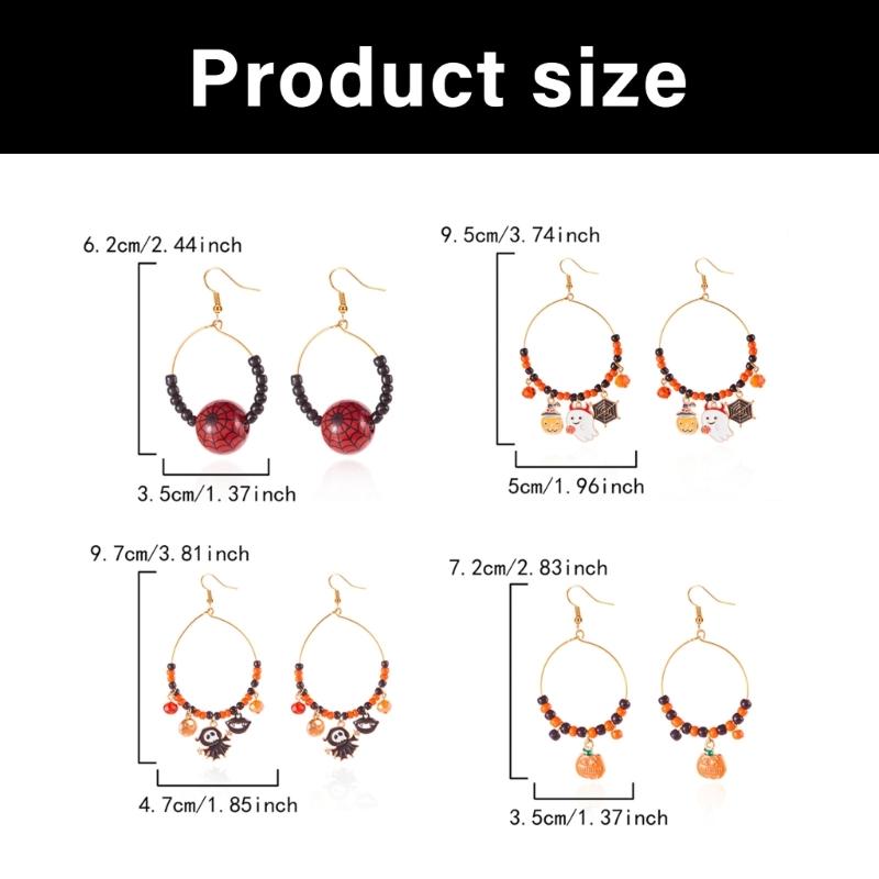 Elegant Black Spiders Bat Drop Earrings Lightweight Zinc Alloy Goth Style Halloween Costume Jewelry Party Ear Accessories