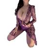 Sex underwear extended large size mesh pure desire purple lace long nightgown sex