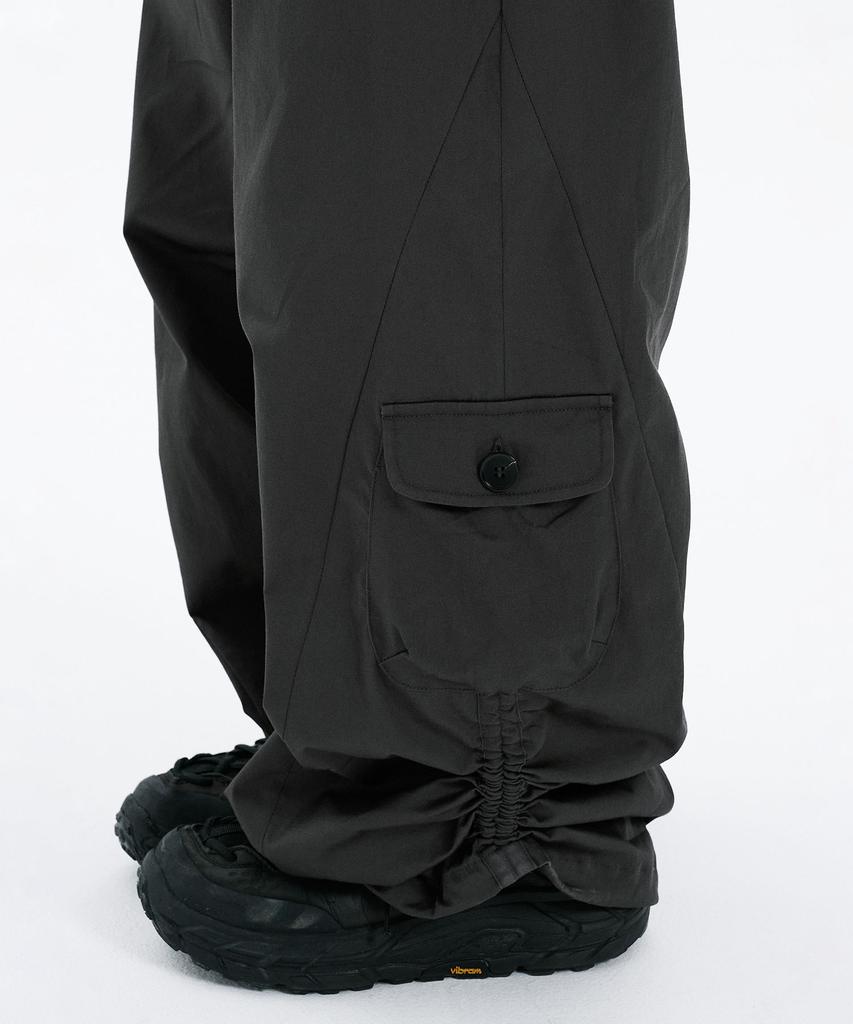 Hanahi Side Shirring Pocket Wide Pants Gray