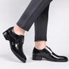 Men's Formal High-End Cowhide Leather Slip-On Shoes with Automatic Buckle and Breathable Pointed Toe Design