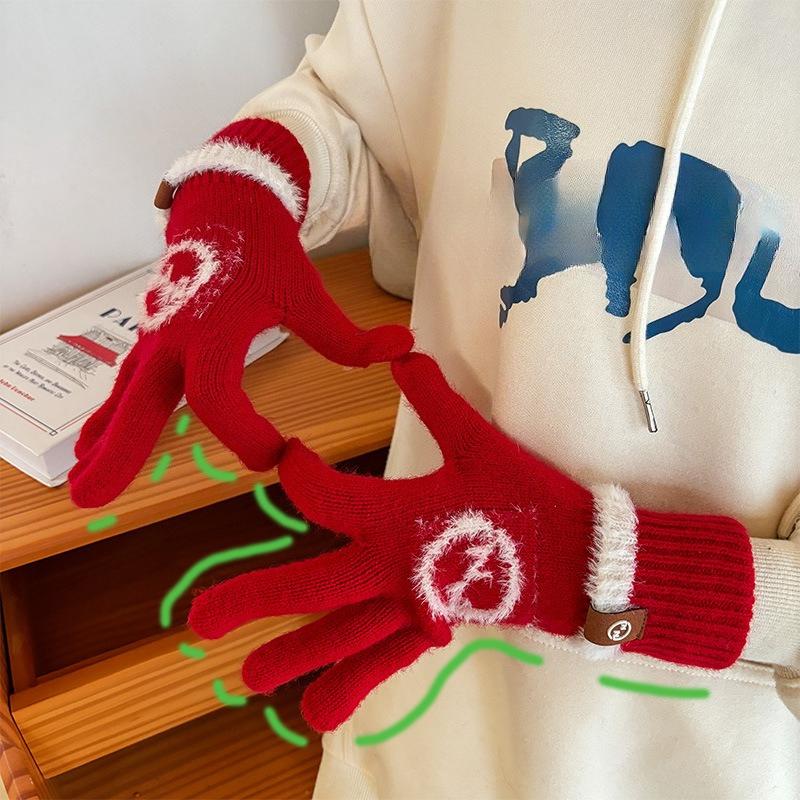 Korean Warm Gloves Knit Touchscreen Winter Gloves Women Adult Long Cuff Cute Fashion Wholesale