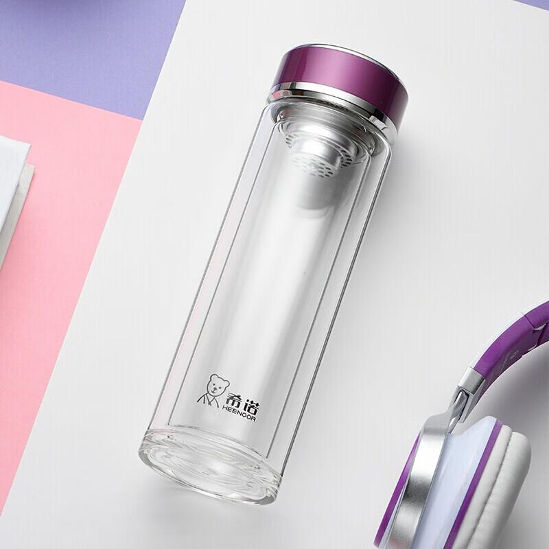 Heenoor Portable Double-Wall Glass Tea Cup