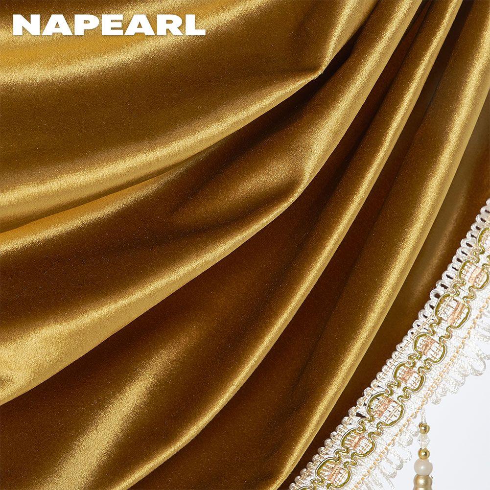 1PC NAPEARL Golden Luxurious Lace Trimmed Velvet Curtain Head for Small Window Decor 70x42cm