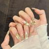 10 Pcs Glossy Long Oval False Nails with Rhinestone Decor Press On Nails 3D Bunny Design Artificial Nails For Women Girls
