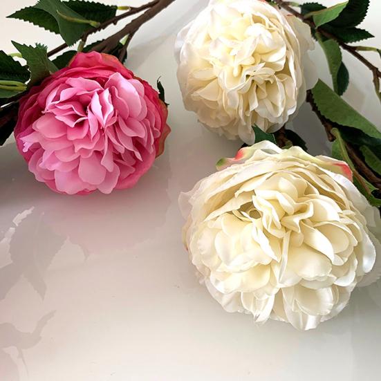 Artificial Peony Flowers 35.8" Faux Peony Stems Realistic Fake Silk Peony Branches with 3 Bloom Heads And 2 Buds for Vase DIY Bouquet Weeding