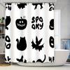 Spooky Halloween Shower Curtain Decor Black White Pumpkin Cat Bat Design for Bathroom Decoration