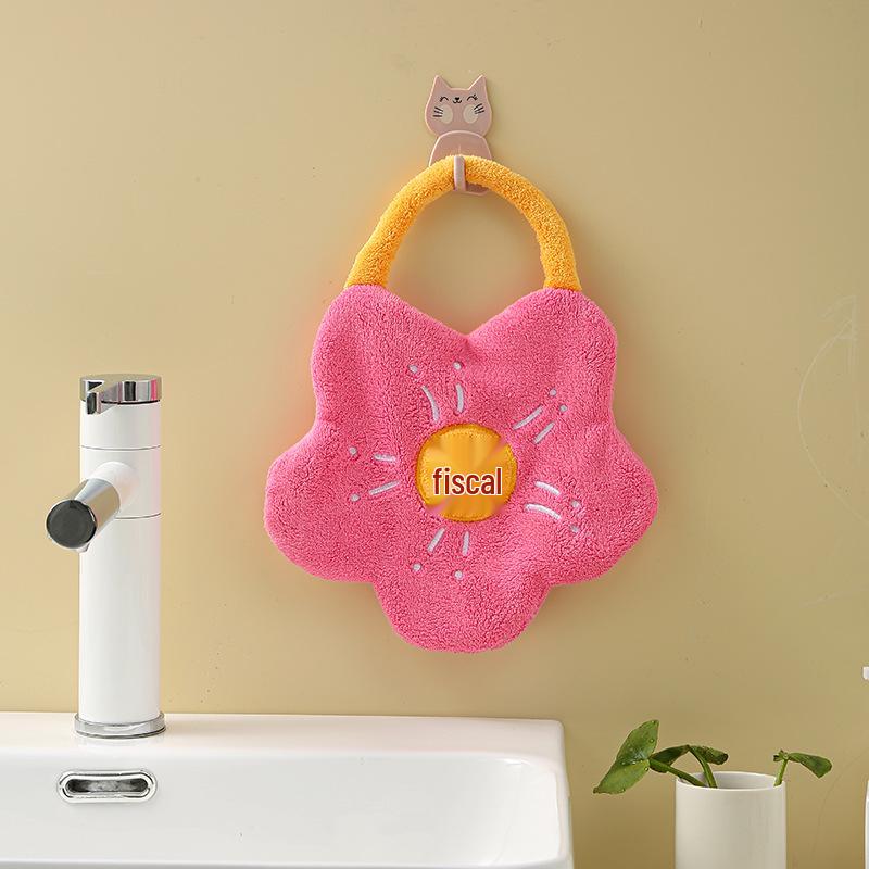 Ręcznik do rąk z polaru koralowego w kwiatowy wzór z kreskówki do kuchni i łazienki