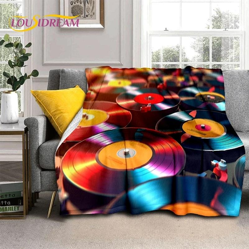 Vinylová deska Hudba DJ Displej Páska Měkká flanelová deka na postel Ložnice Pohovka Piknik, Přehozová deka na přikrytí Venkovní volný čas Dárek