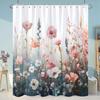 Botanical Flower Shower Curtain Colourful Flowers Green Leaves Watercolour Art Creative Polyester Shower Curtains Bathroom Decor