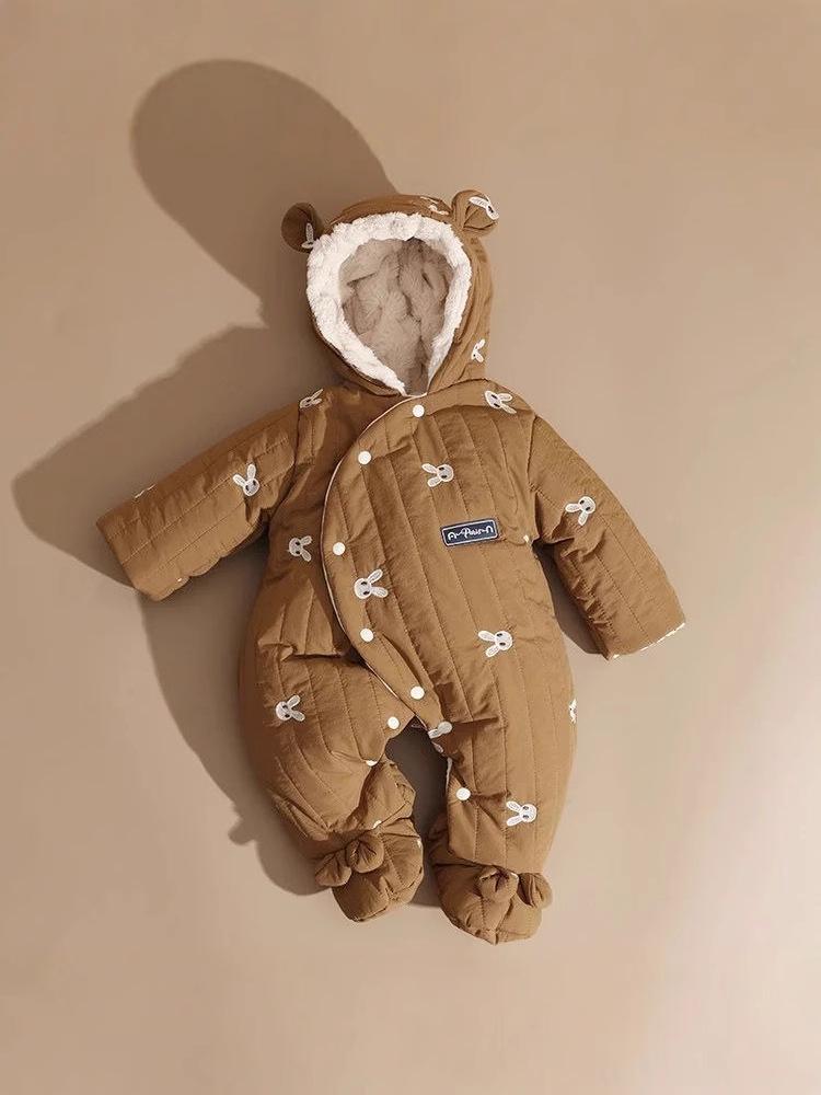 Gepolsterter Baumwoll-Baby-Strampler - Mit Füßen und Langarm für Herbst/Winter