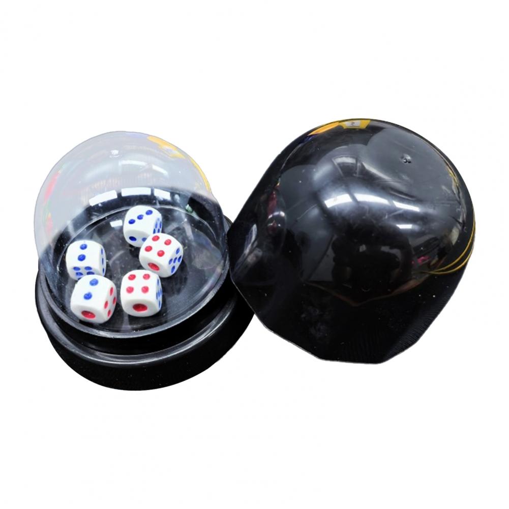 5 Dot Dice Manual Shaker Cup 1 Set Dice Cup With Clear Cover Base Adults Family Night Bar Party Gambling Drinking Board Game
