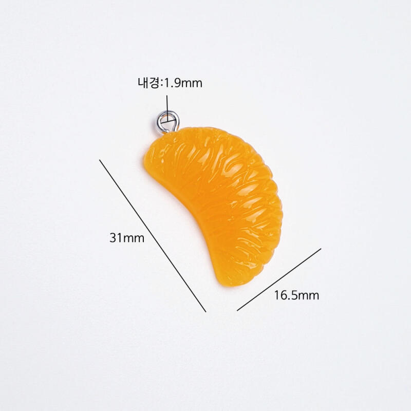 Acrylic fruit tangerine pendant with kernels and tangerine keychain material