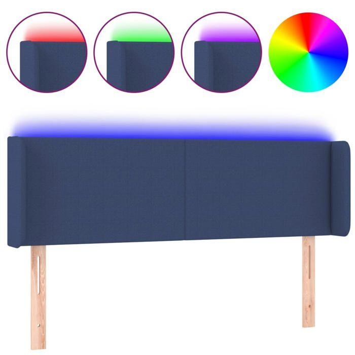 VidaXL Tête de Lit à LED Meuble de Chambre à Coucher Accessoire de Lit Double Tête de Cadre de Lit Intérieur Bleu 3122960