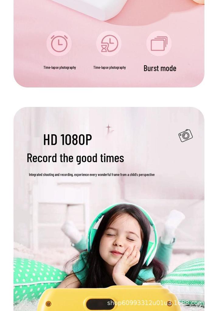 Children's 1080P Digital Camera with Photo Transfer, Selfie Burst Mode, and Built-In Games