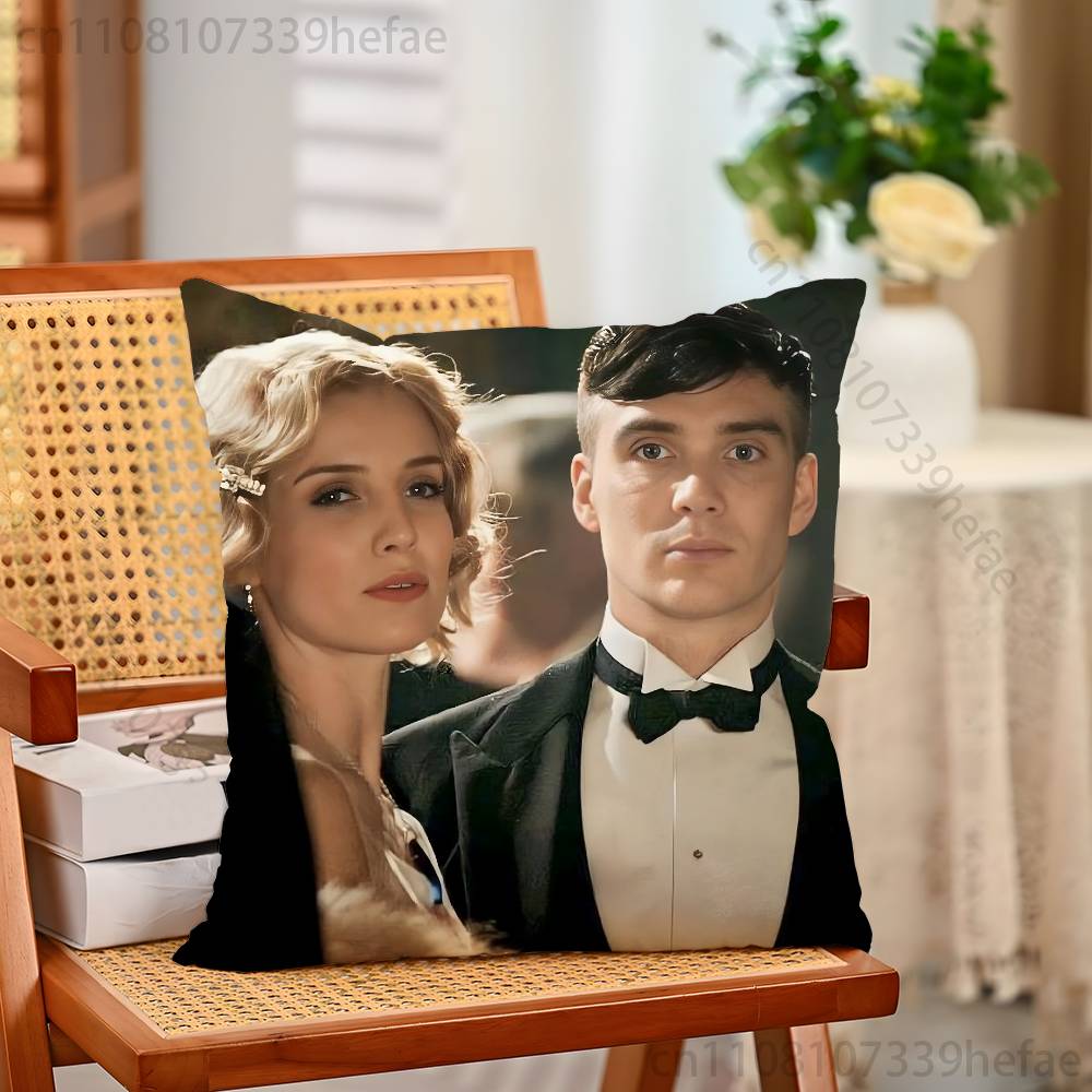 PPeaky BBlinders Movie Print Polyester Pillow Case for Valentine Gift Home Sofa Cushion Cover Decoration Custom