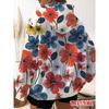 Plus Size Women's Floral Print Zip Hoodie/Loose Casual Cardigan Top