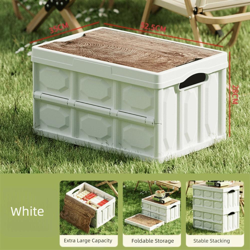 

Multi-functional Foldable Storage Box With Wooden Lid Car Storage Container Camping белый