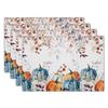 Watercolor Floral Placemats Set of 4 Blue Yellow Poppy Flowers Washable Non-Slip Heat Resistant 12×18 Inch Spring Summer Seasonal Linen Fabric Table M