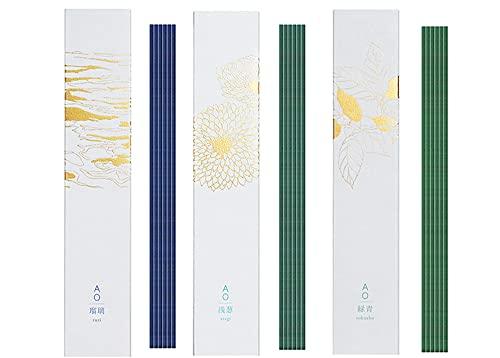 

[Set of 3] Daiko AO Incense (Lapis Lazuli, Light Blue, and Verdigris), 30 Sticks Each, with Incense Stand, Made in Japan