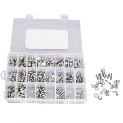 520Pcs Bolts Nuts Assortment Kit Metric M3 M4 M5 M6 Assorted Hex  Stainless Steel Screw Flat Was