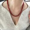 Handmade Red Agate Beaded Necklace: Women's High-End Chinese Style Clavicle Choker